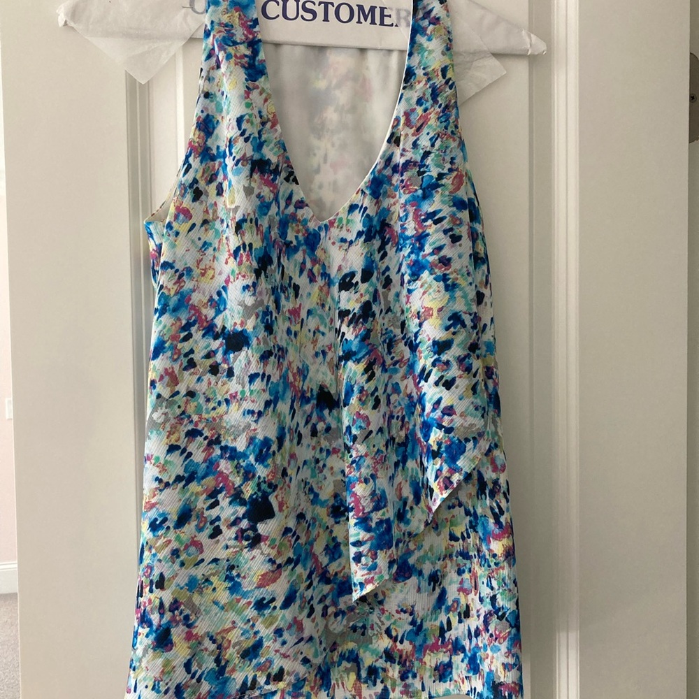 Ann Taylor VNeck Draped Watercolor Top XS